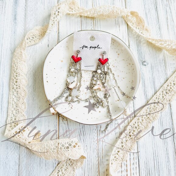 FREE PEOPLE Cruise Dangle Earrings In Pink & SIlver NWT - Picture 2 of 6